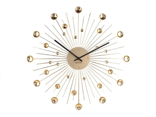 Karlsson Wandklok Tibura Goud met sunburst-design, glanzende crystals en 50 cm diameter