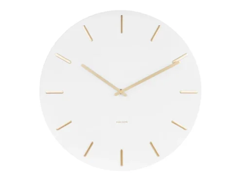 Karlsson Lessal witte wandklok met subtiele gouden details en minimalistisch, modern design