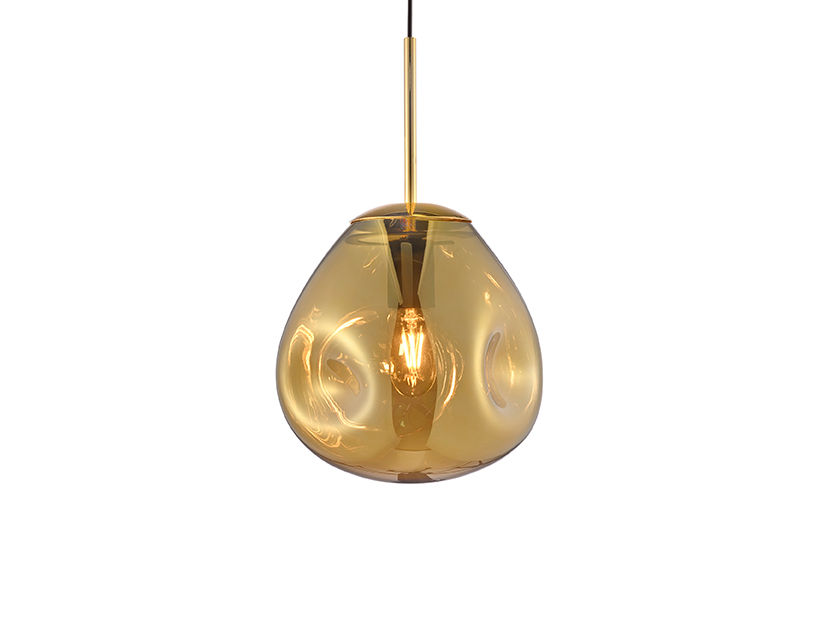 Hanglamp Graunder Glas Ø25 cm, handgeblazen amber glas met uniek lichtspel en deuken