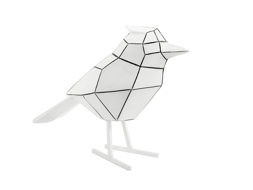 Beeld Gaussonte polyresin vogel, handgeschilderd zwart-wit, 18 cm, speelse eyecatcher voor interieur