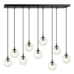 Hanglamp Flirmar Zwart Ø14 cm met 8 glazen bollen en verstelbare snoeren in moderne zwarte afwerking