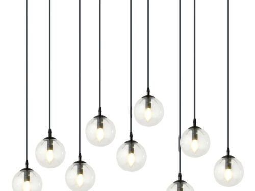 Hanglamp Flirmar Zwart Ø14 cm met 8 glazen bollen en verstelbare snoeren in moderne zwarte afwerking