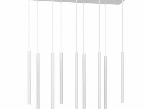 Hanglamp Dordan Wit met slanke witte metalen cilinders en verstelbare hoogte, modern en minimalistisch ontwerp