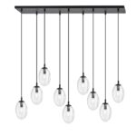 Hanglamp Laalone Zwart Ø12 cm met 8 verstelbare glazen pendels en zwarte plafondbalk