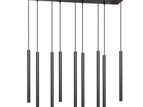 Hanglamp Bemane zwart met slank verstelbaar ontwerp en meerdere hangende lichtbuizen in gepoedercoat staal