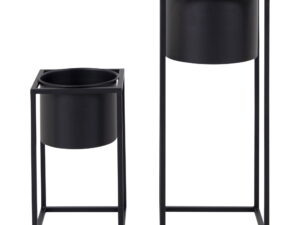 Bloempot Seetum Staal Zwart H31 cm - Set van 2