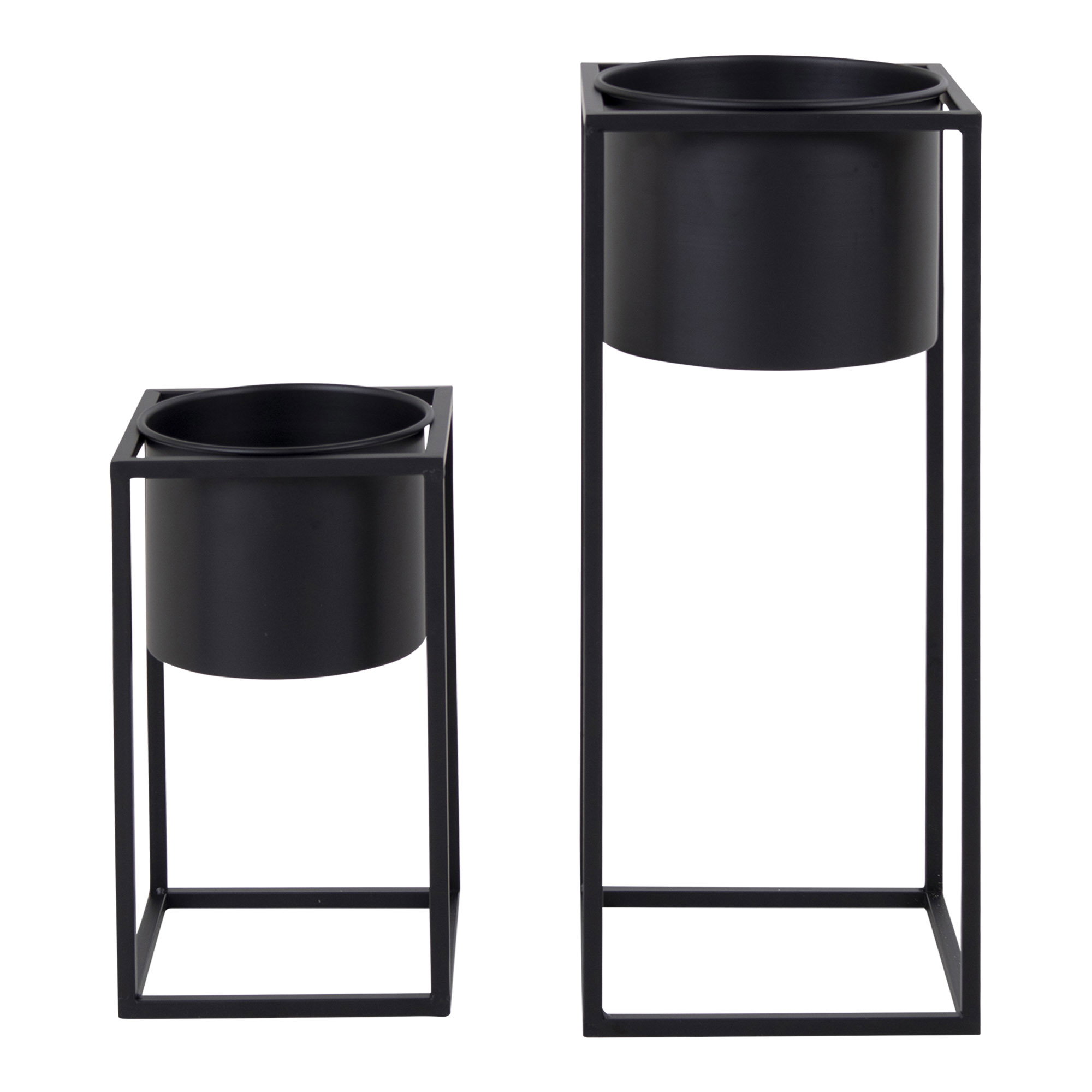 Bloempot Seetum Staal Zwart H31 cm - Set van 2