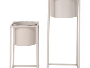 Bloempot Tommun Staal Beige H31 cm - Set van 2