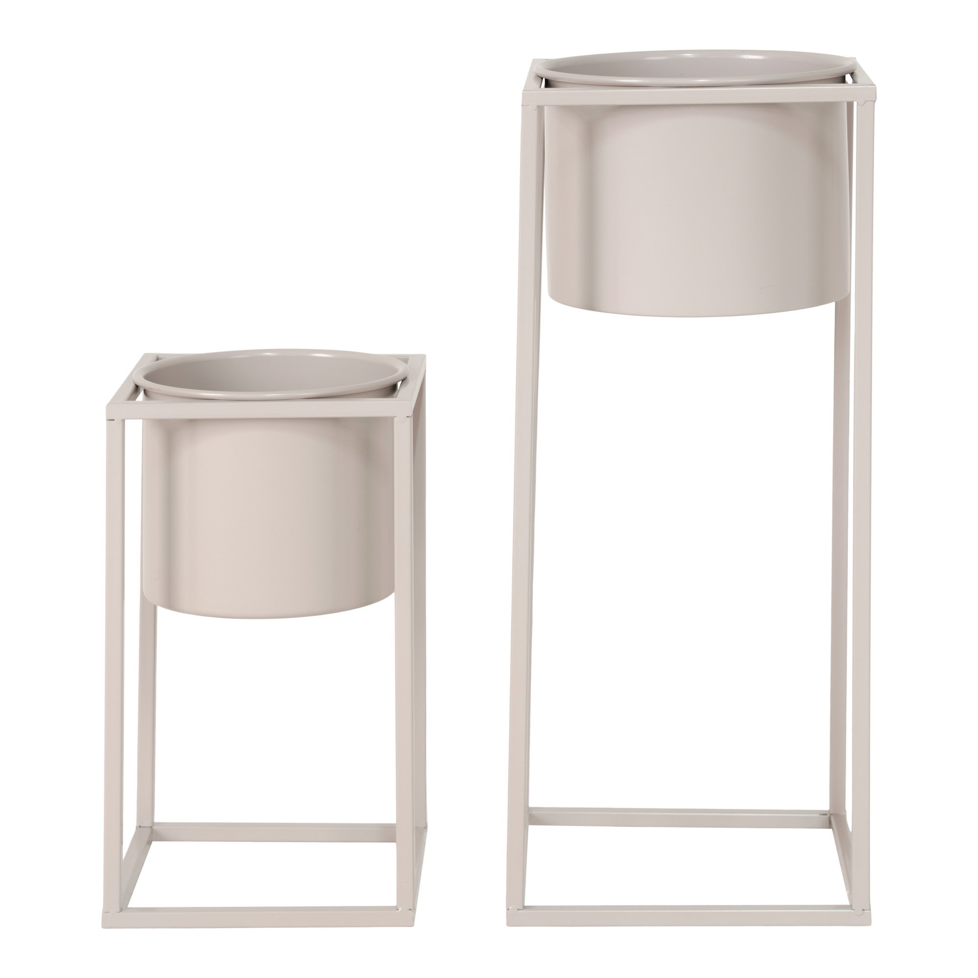 Bloempot Tommun Staal Beige H31 cm - Set van 2