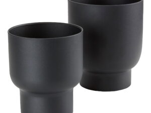 Bloempot Fleiban Metaal Zwart H16 cm - Set van 2
