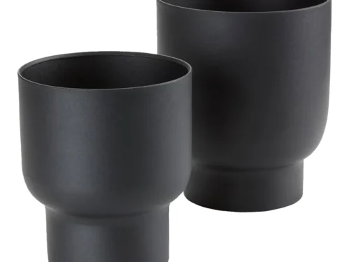Zwarte metalen Fleiban bloempotten set van 2, strak design, 16 cm hoog