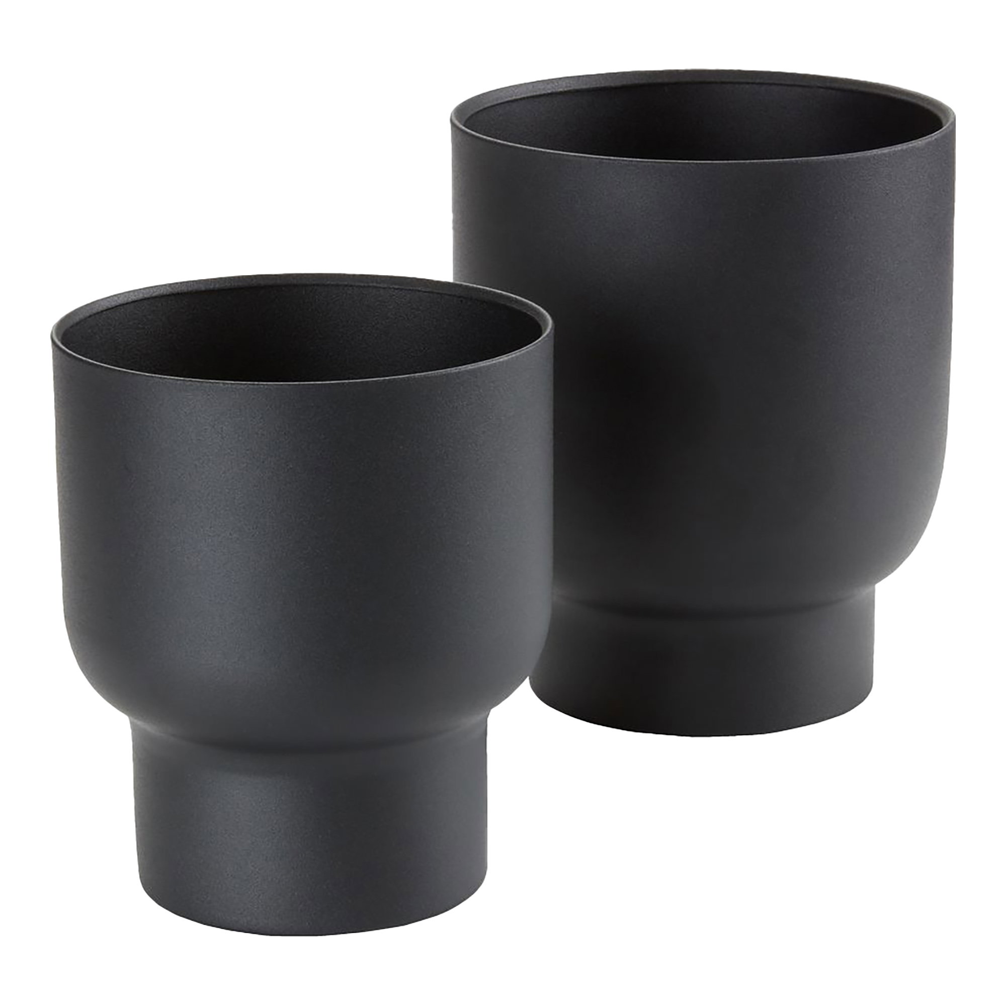 Bloempot Fleiban Metaal Zwart H16 cm - Set van 2