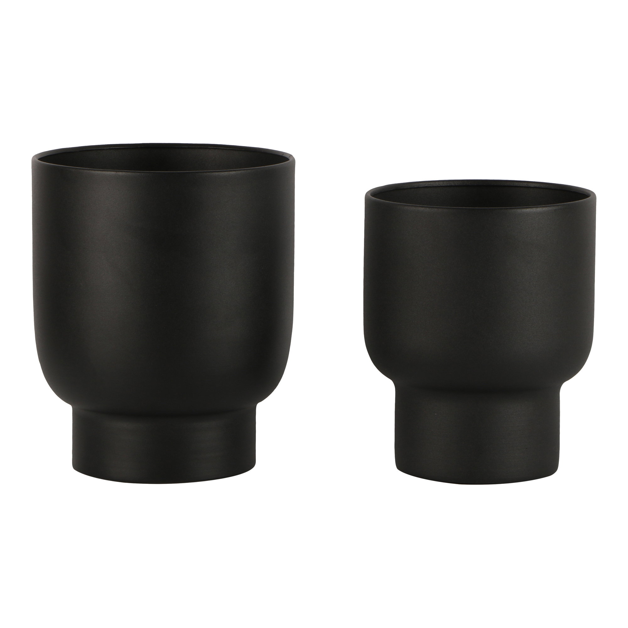 Bloempot Fleiban Metaal Zwart H16 cm - Set van 2 - Afbeelding 2