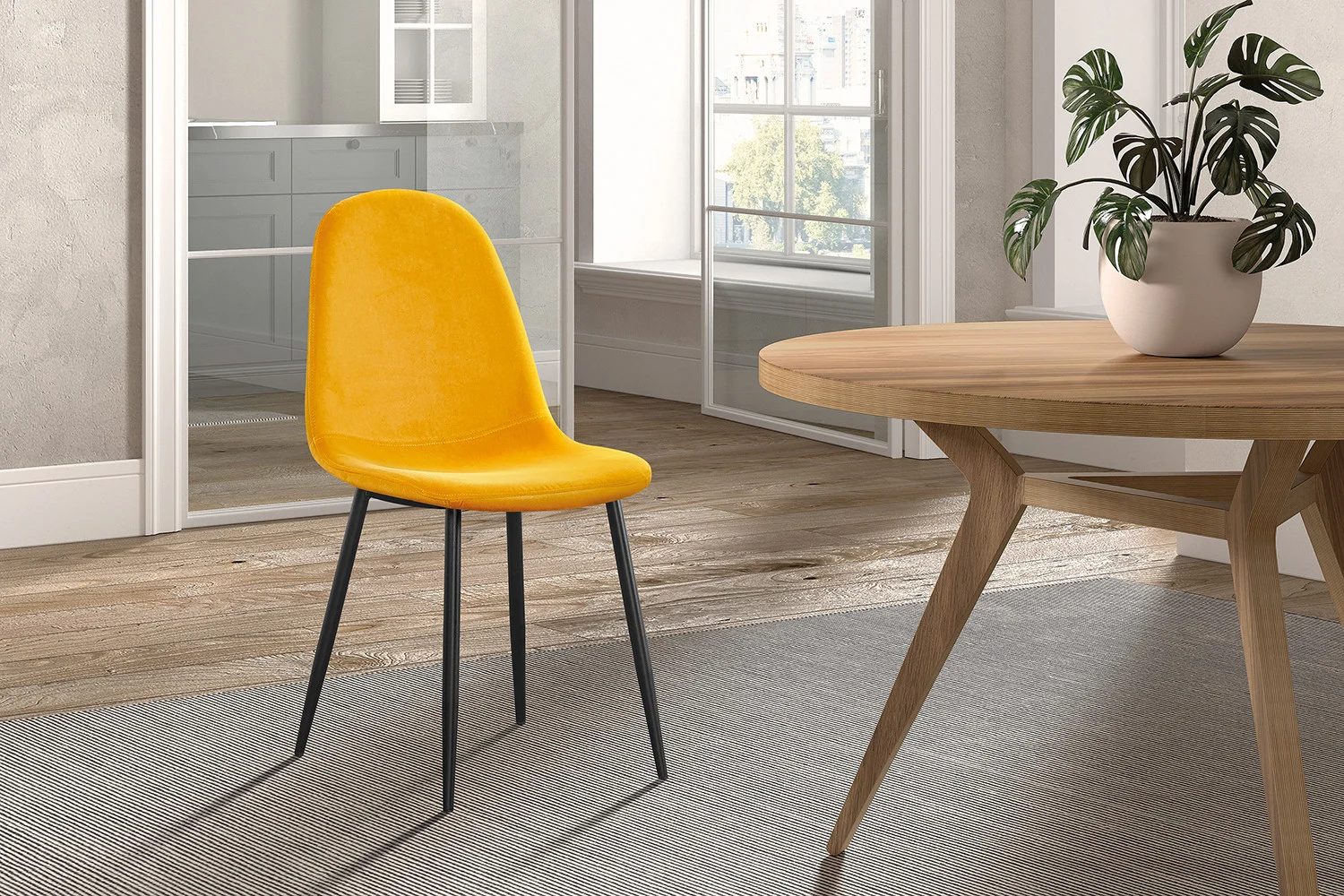 Stoel Breeri Velvet Geel - Afbeelding 2