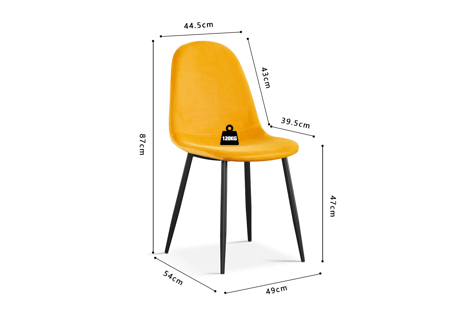 Stoel Breeri Velvet Geel - Afbeelding 6