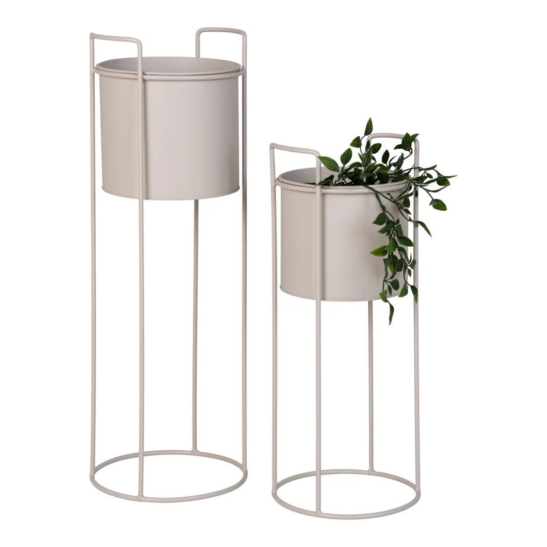 Bloempot Murdis Staal Zand H50 cm - Set van 2 - Afbeelding 4