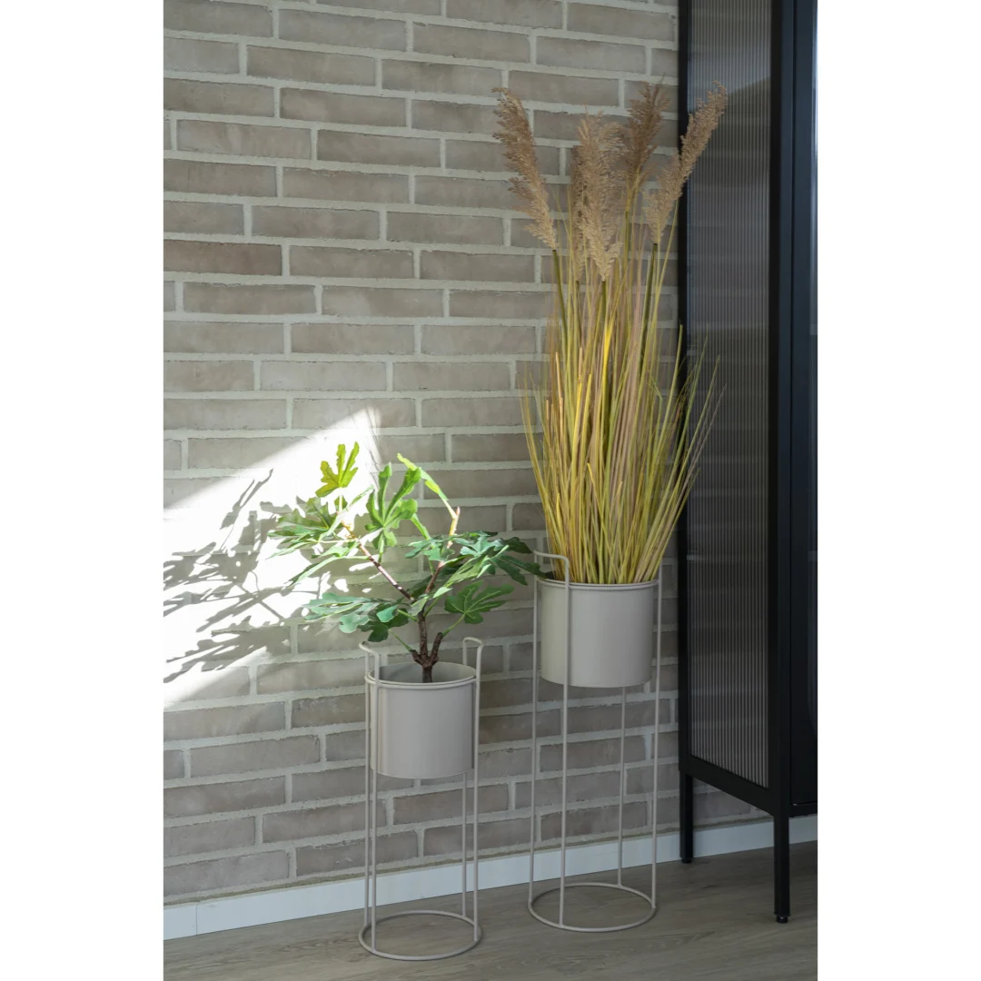 Bloempot Murdis Staal Zand H50 cm - Set van 2 - Afbeelding 6