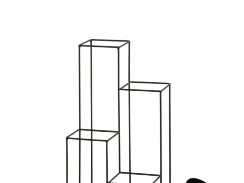 Bloempot Seekar zwart metaal, hoge plantenstandaard voor 4 potten, slank en compact design