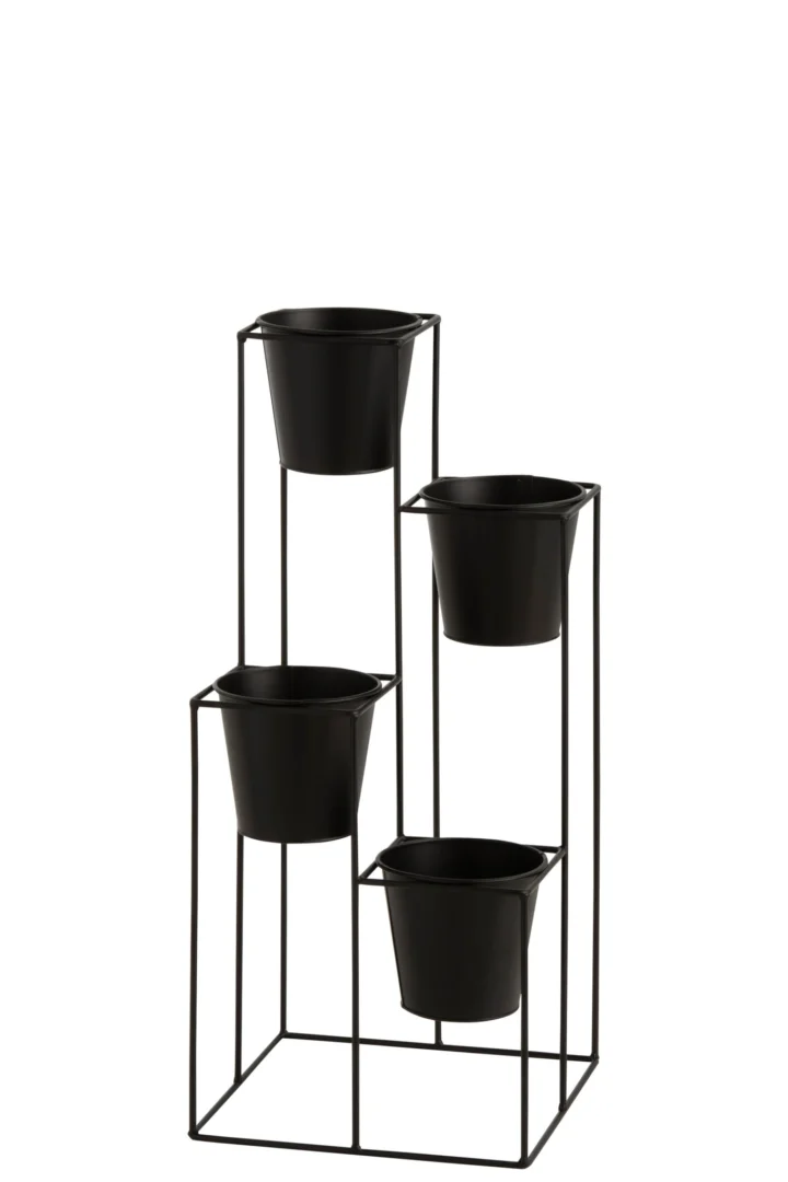 Bloempot Seekar Metaal Zwart H70 cm - Afbeelding 2