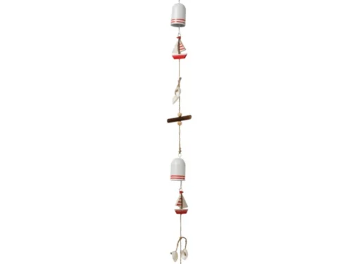 Slinger Galdena Metaal Blauw met maritieme details in wit, rood en touw, lang en decoratief hangend