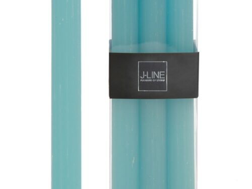 Opbergdoos Faudella Blauw met turquoise tafelkaarsen, slank en 24 cm hoog, in luxe verpakking