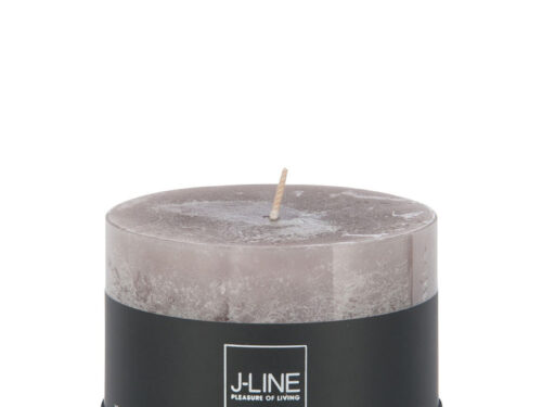 Grijze Cilinderkaars Laudello met strakke vorm en zwart J-LINE label, rustgevend en compact voor elk interieur
