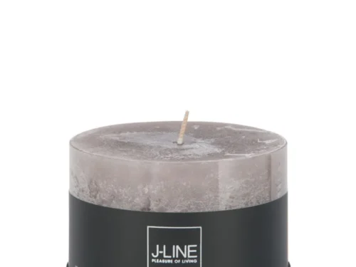 Grijze Cilinderkaars Laudello met strakke vorm en zwart J-LINE label, rustgevend en compact voor elk interieur