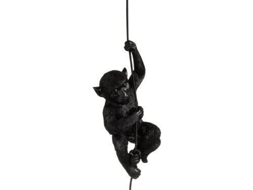 Zwarte Aaplamp Giermun Steen hanglamp met aapfiguur en E27-fitting, speels en decoratief