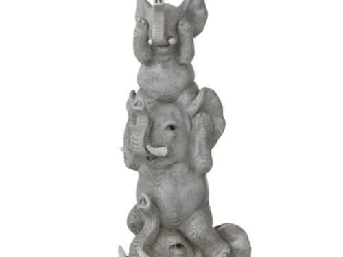 Grijze Hvar decoratiefiguur met drie olifanten, 32 cm hoog, speels en compact woonaccessoire