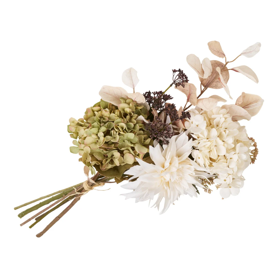 Kunstbloem Maurdon boeket in beige, groen en wit, onderhoudsarm PE-plastic, 67 cm hoog
