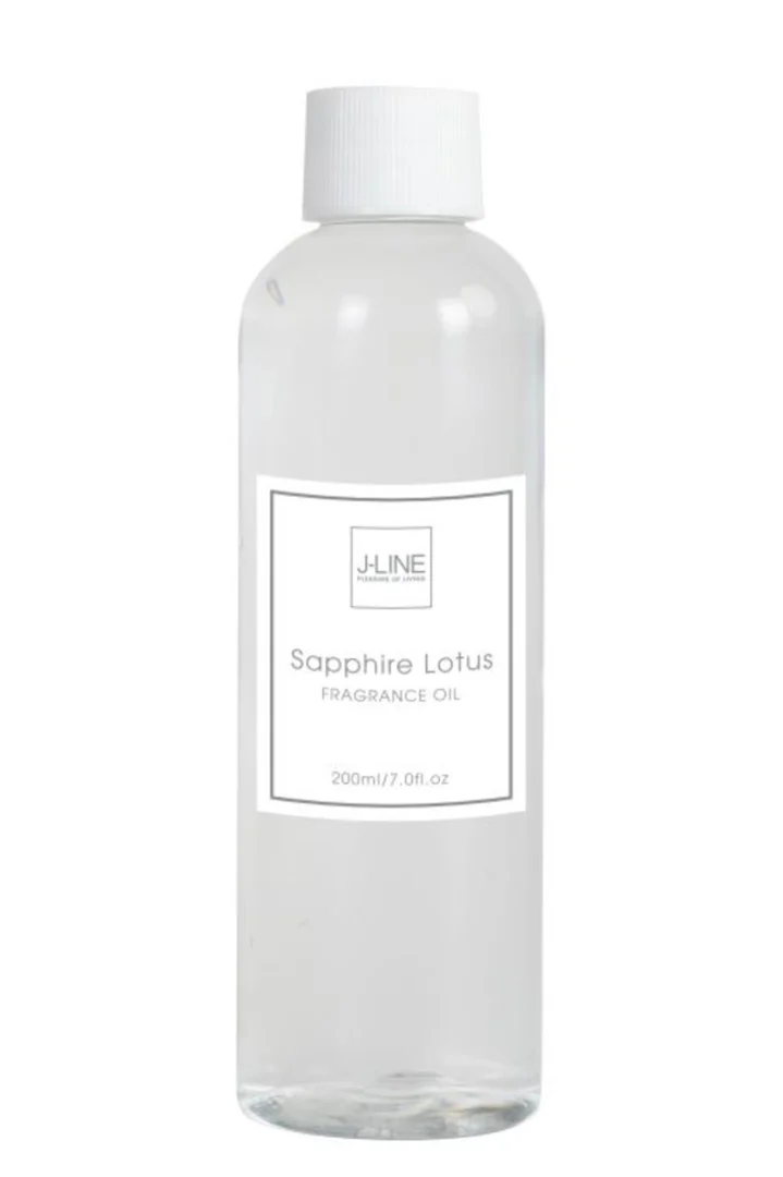 Transparante Geurolie Judea met saffier lotus geur in witte fles, 200 ml