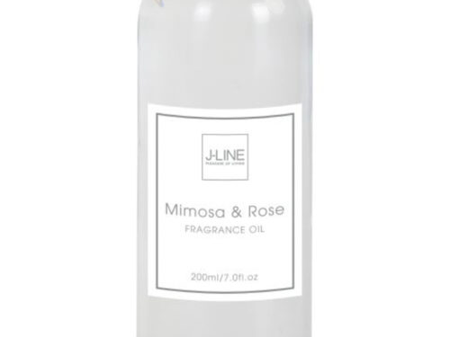 Geurolie Fustond Transparant flacon 200 ml met Mimosa & Rose label, minimalistisch en bloemig