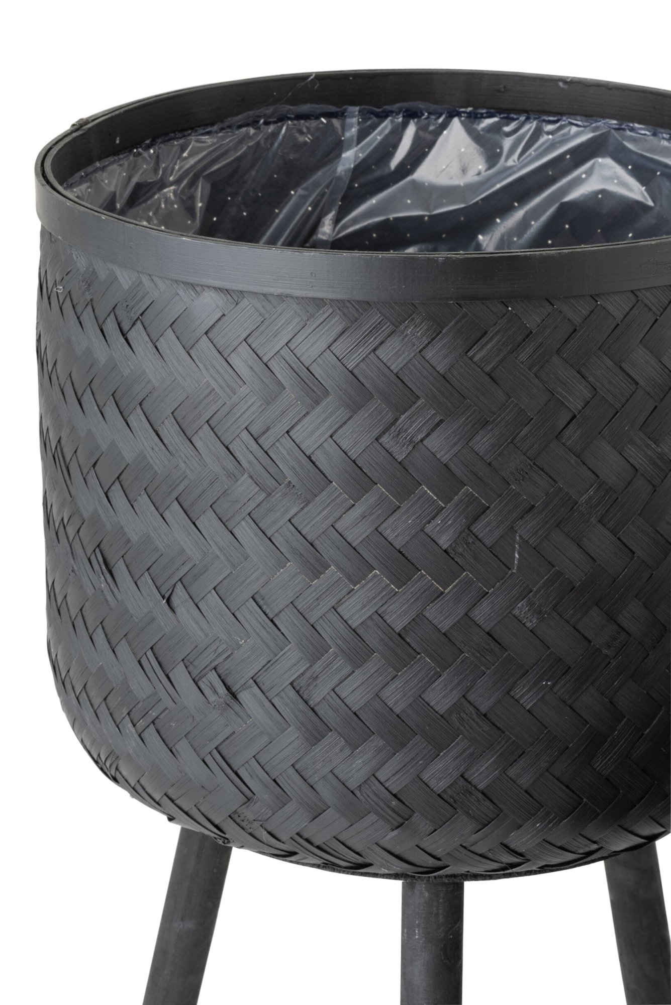 Bloempot Saandir Bamboe Zwart H76 cm - Set van 3