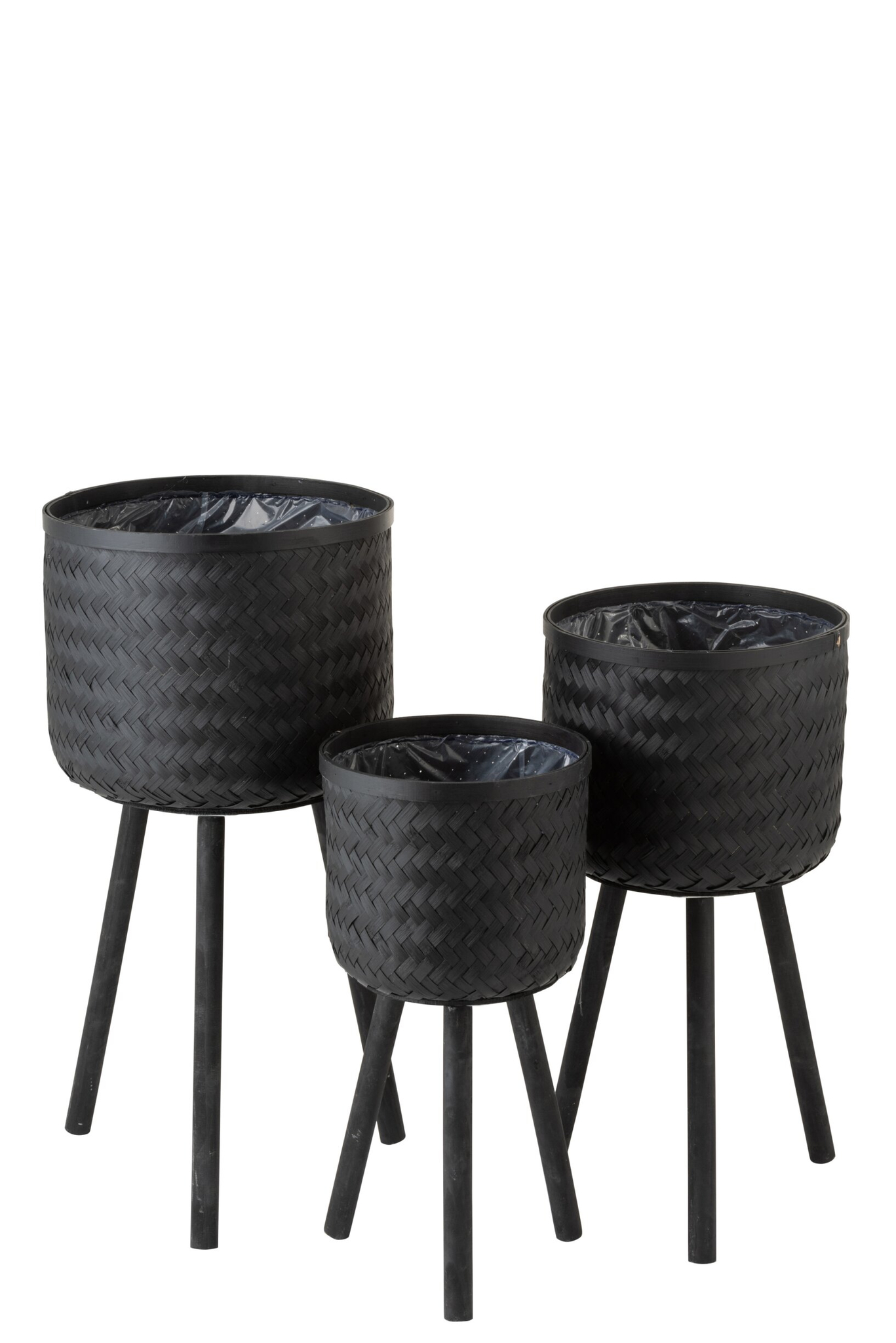 Bloempot Saandir Bamboe Zwart H76 cm - Set van 3 - Afbeelding 2
