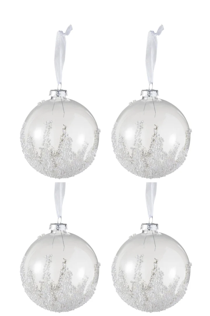 Kerstballen Rilon Glas Transparant - Set van 4 - Afbeelding 5