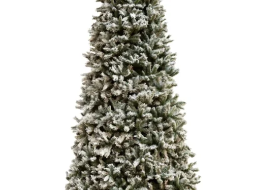 Kerstboom Flaunnos Wit H450 cm, extra hoge besneeuwde kunstkerstboom met stevige metalen voet