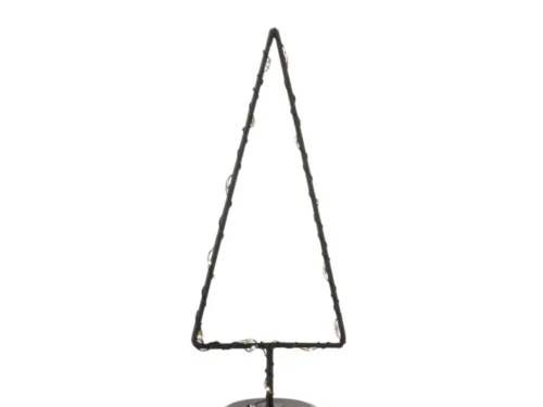 Kerstboom Piller Metaal Zwart H30 cm met LED-verlichting en compact ontwerp op glazen voetellement