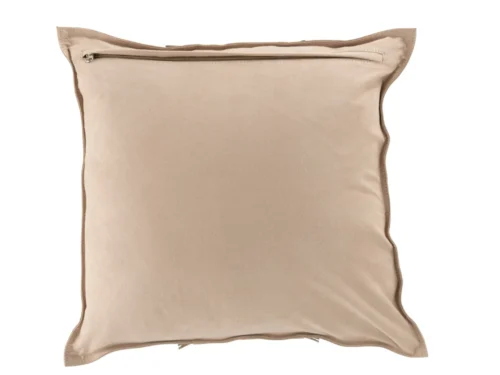 Grijs Baammis sierkussen 43x43 cm met leren rand en ritssluiting, vierkant en stoer