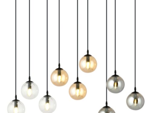 Hanglamp Saamum Zwart Ø14 cm met 9 glazen bollen en verstelbare snoeren