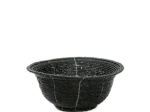 Decoratie Ceekas zwart kralenmandje, handgemaakt boho woonaccessoire voor toiletartikelen en decoratie