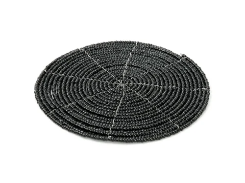 Griessano zwarte onderzetter van kralen, rond en decoratief voor een sfeervolle tafelsetting