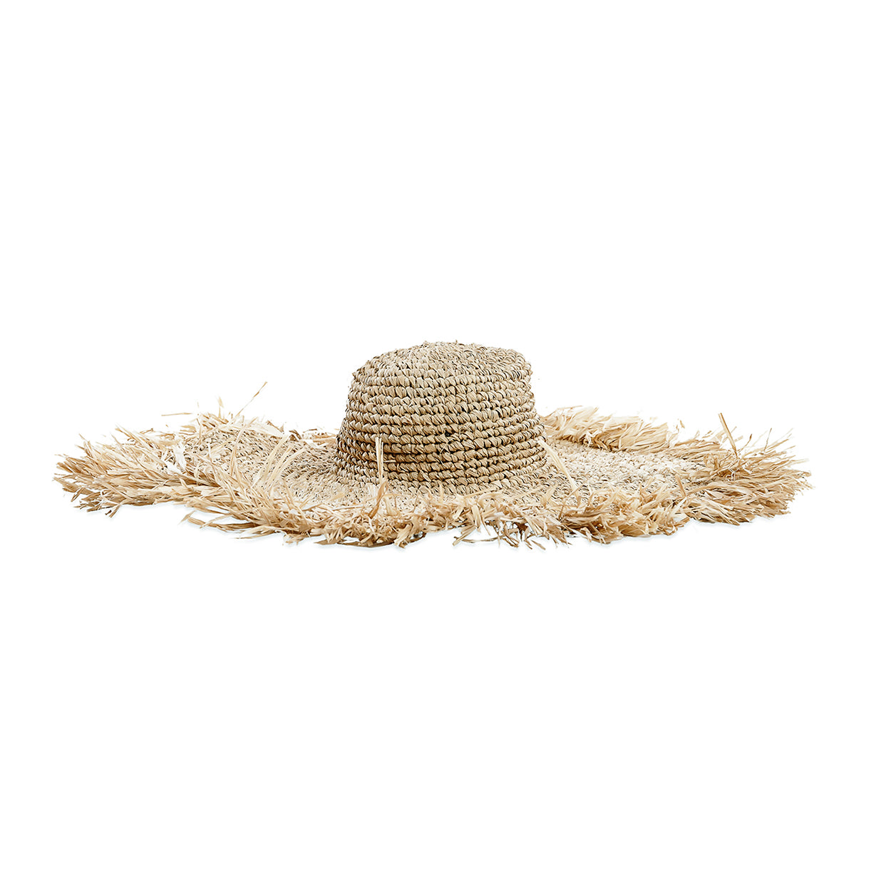 Woonaccessoire Zaaltura raffia naturel met ronde vorm en luchtige franjes