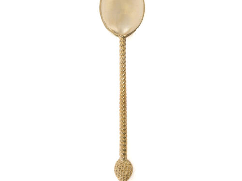 Woonaccessoire Gaurand Goud: gouden lepel met gedraaide steel en ananasdetail, elegant messing design