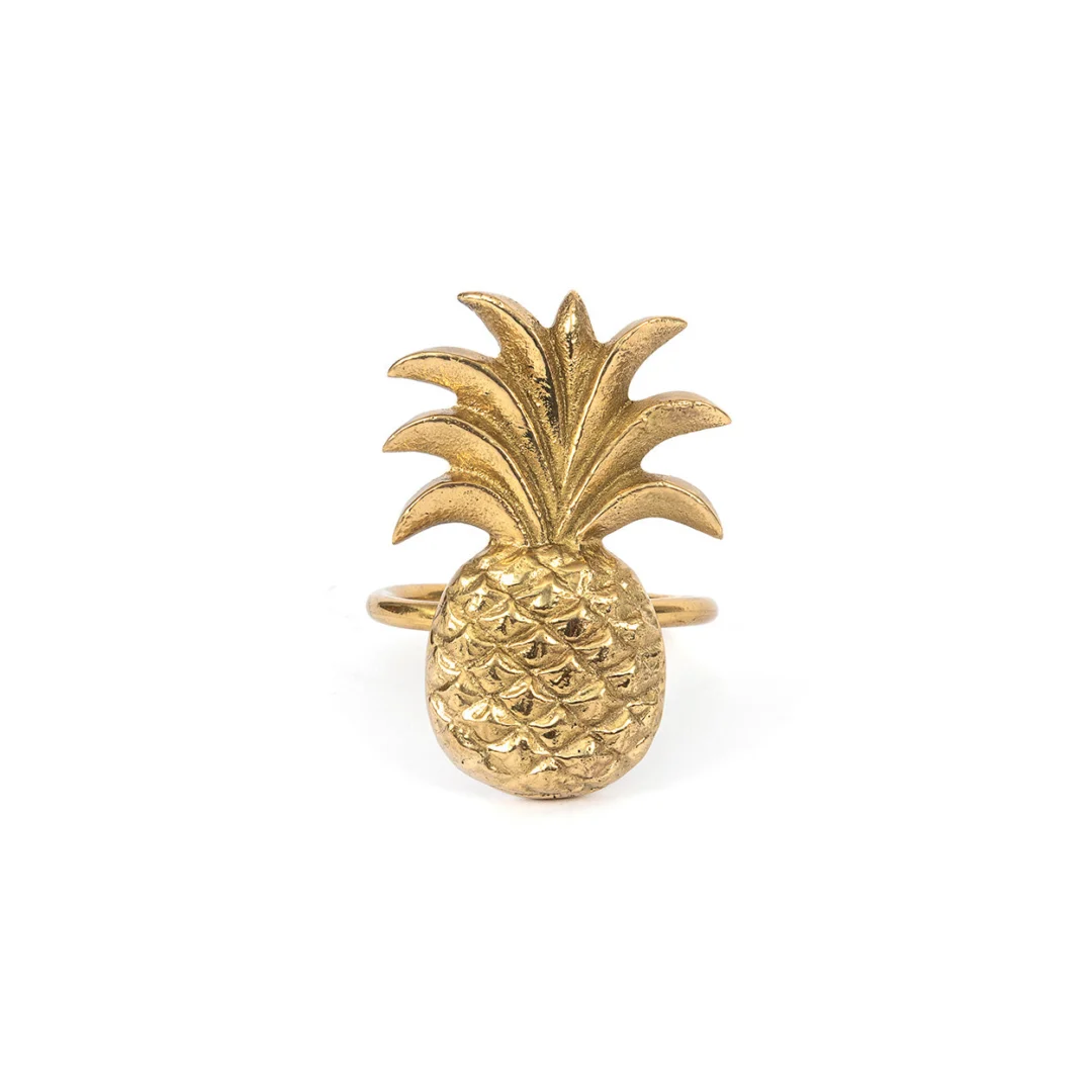 Servet Skoostino Goud ananas servetring van messing met goudkleurige afwerking
