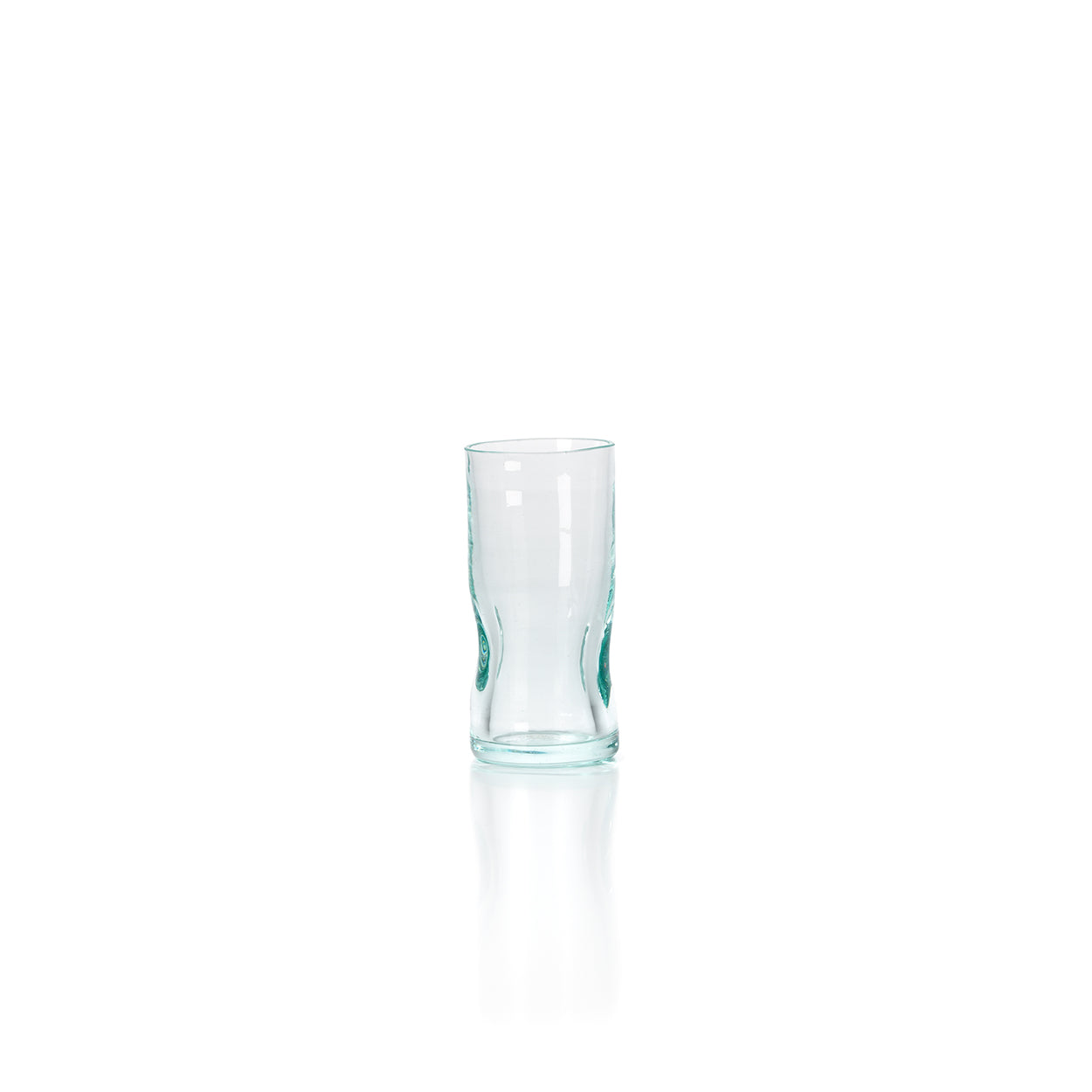 Shotglas Stemone Glas Blauw van gerecycled glas met blauwgroene tint en gripvlakken