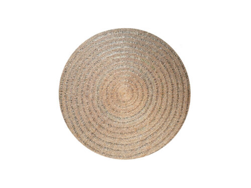 Vloerkleed Jeisol Naturel rond zeegras tapijt in naturel tint met geweven textuur