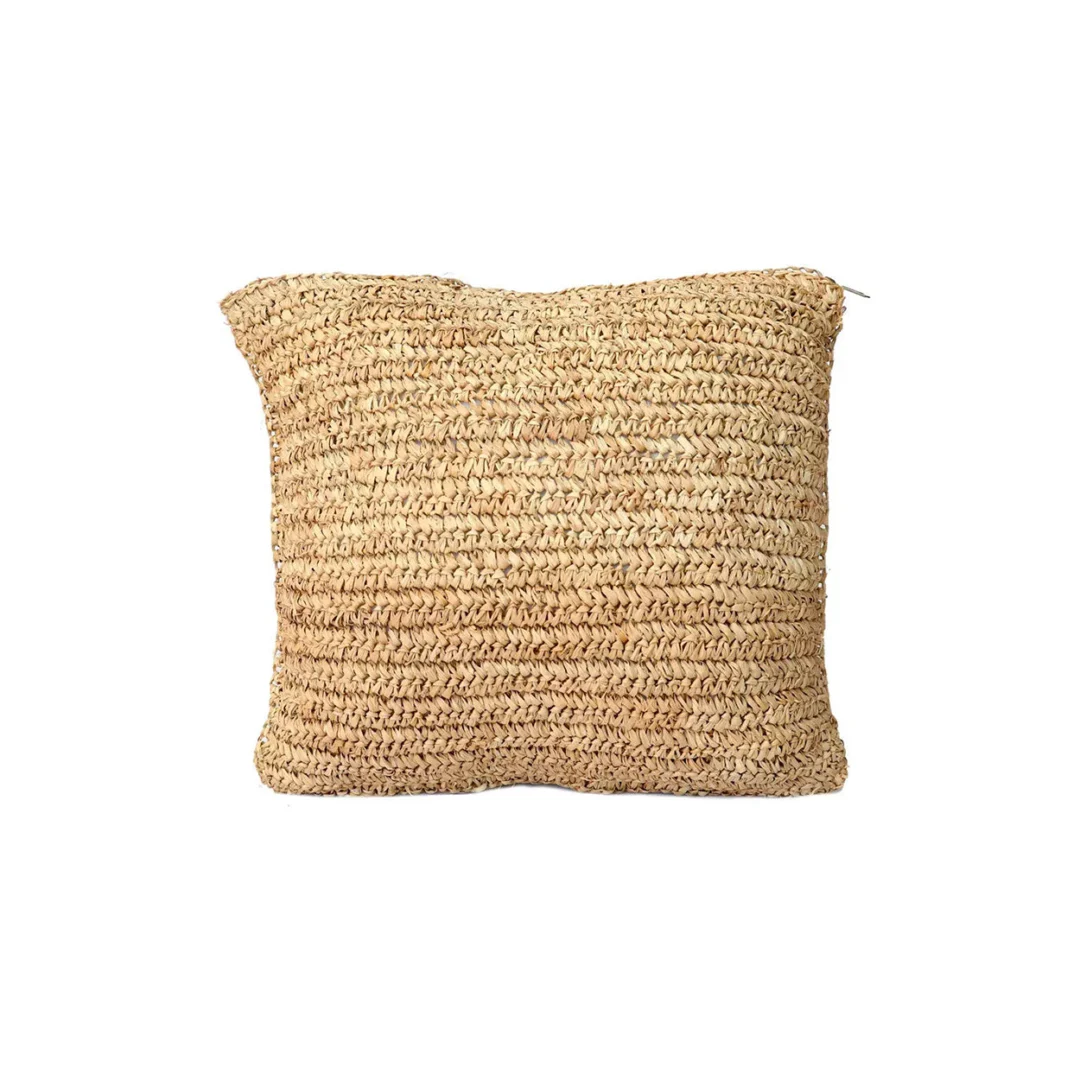 Kussenhoes Kleilvon Naturel 40x40 cm van handgeweven raffia in natuurlijke boho-stijl