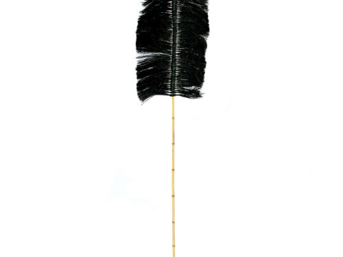 Kunstbloem Poodel Raffia Zwart, zwarte wanddecoratie met natuurlijke vezels en lange bamboestok