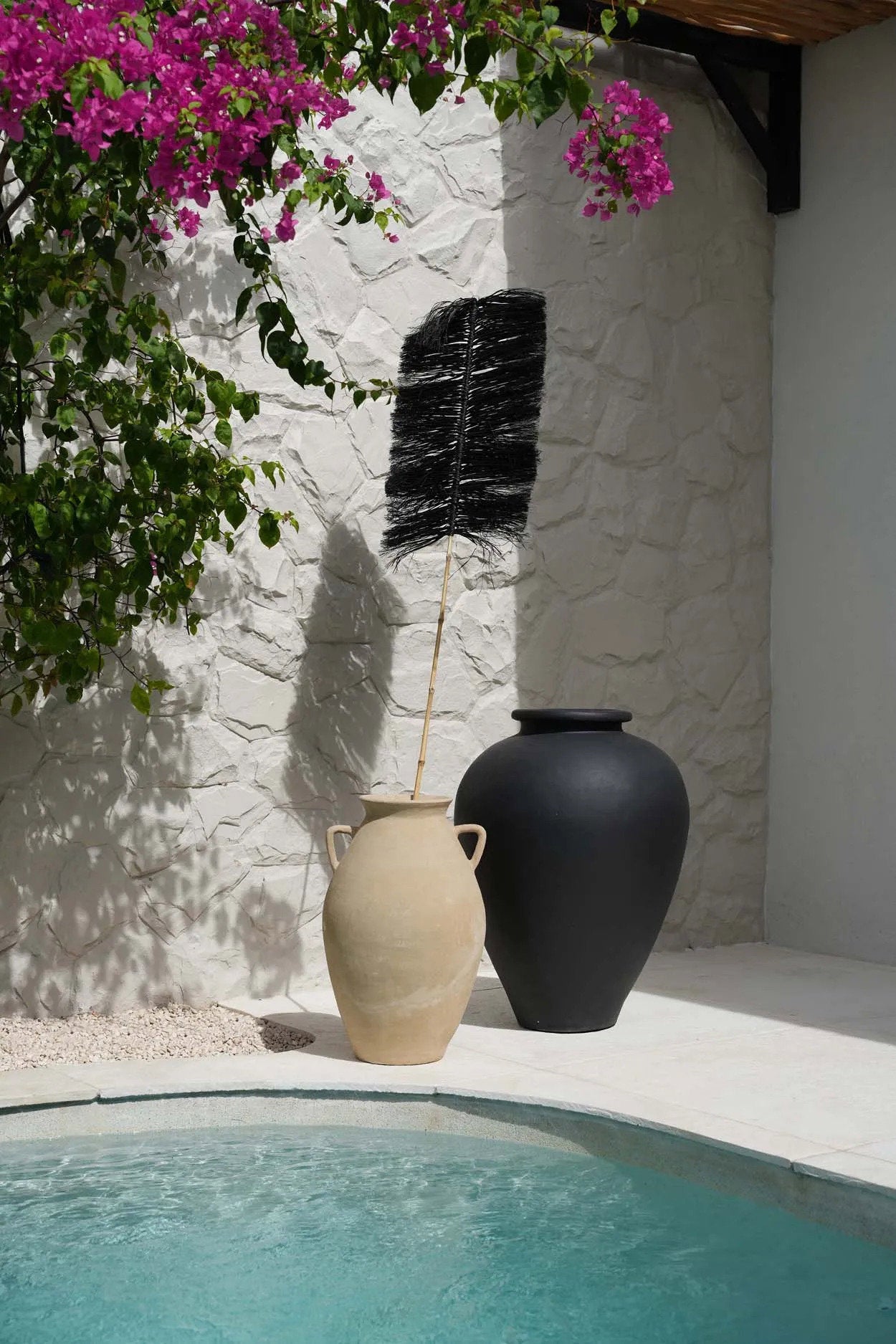 Kunstbloem Poodel Raffia Zwart - Afbeelding 2