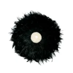 Wanddecoratie Naurmea zwart met veertextuur en schelpendetail, ronde boho wandhanger